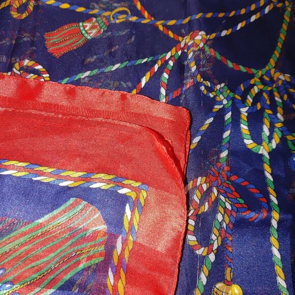 Capezio Accessories Italian Scarf Tassel Rope Print Polyester Multicolor Red - Picture 2 of 9